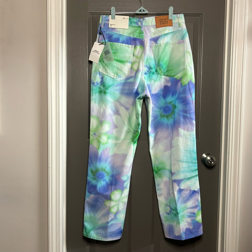 BDG by Urban Outfitters Cowboy Jeans Watercolor Floral Tie-Dye High Rise 31 - Picture 15 of 16